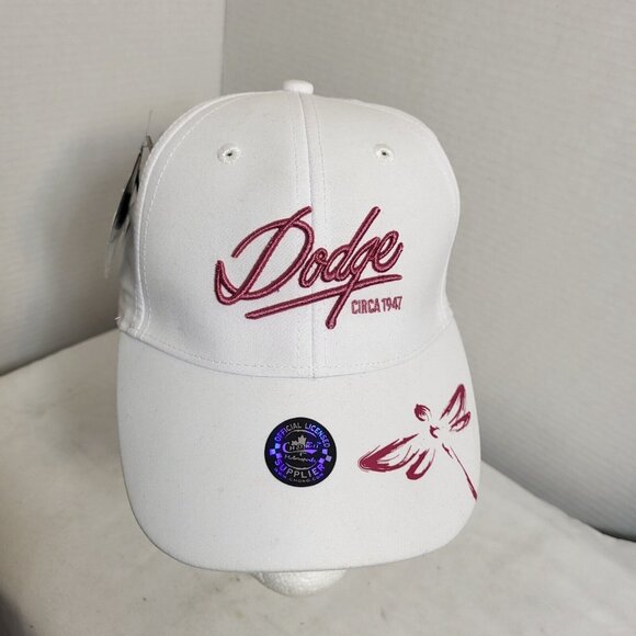 DODGE Pink White Hat Strapback Baseball Vintage Cap Womens NEW TAGS - Picture 6 of 14